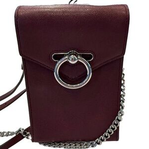 Rebecca Minkoff Burgundy Phone Crossbody Adjustable Strap Silver Accents NEW